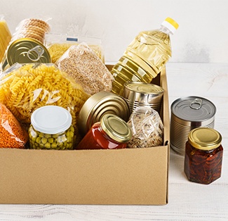 Canned Food in Cardboard Box